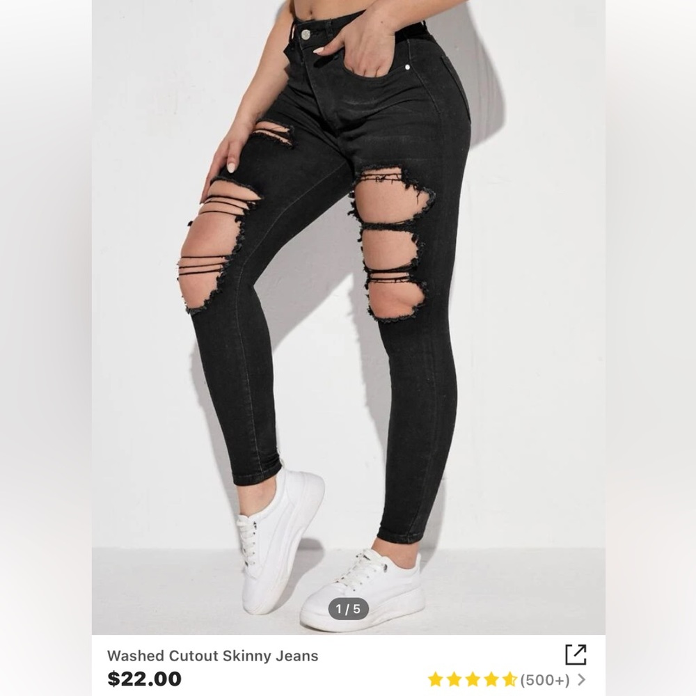 SHEIN washed cutout skinny jeans size small/4